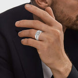 Oseew Mens moissanite Ring Gold 1CT Mens moissanite Band Ring Mens Moissanite Engagement Rings 10K 14K 18K Gold Sterling Silver