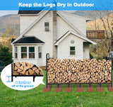 Tikimilor 8ft Firewood Rack Holder, Adjustable Heavy Duty Fire Log Stacker Stand for Fireplace, Outdoor Indoor Metal Wood Pile Storage Organizer, Patio Logs Stand tool, Black