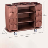 This Janitorial Cart 3-Shelf Commercial Cleaning Cart Housekeeping Cart with Wheels for Hotel Stores Schools and Business Brown