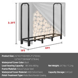 Kendane 4FT Firewood Rack Outdoor with Cover, Heavy Duty Adjustable Firewood log Storage & Holder, Wood Pile Lumber Storage Rack Stacking Outside for Courtyard Patio.