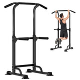 DlandHome Power Tower Pull Up Dip Station Multi-Function Fitness Equipment for Strength Training Adjustable Height Dip Stand for Home Gym, Black DlandHome
