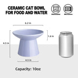 KITCHENLESTAR Ceramic Elevated Cat Bowls - 6.2 Inch Extra Wide Raised Cat Food and Water Bowl Set for Indoor Cats, Whisker-Friendly Ceramic Cat Dish for Elder Big Cats & Small Dogs,Light Purple,1 Pack