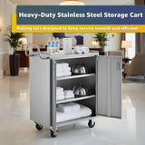18" x 30" Commercial NSF Stainless Steel Utility Cart with Locking Doors - 4 Shelf Heavy-Duty Service Cart with Enclosed Base, Mobile Prep & Storage Trolley for Kitchen, Catering, Restaurant