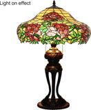 Tiffany-Style Lamp Table Peach Kapok Peony Glass Lampshade Desk