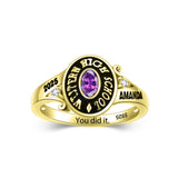 Oseew 2027 Graduation Class Ring for Women High School College(Yellow Gold)