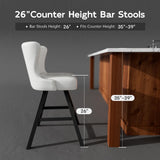 Ollega 26" White Swivel Counter Height Bar Stools Set of 6, 18.9" Wide Seat