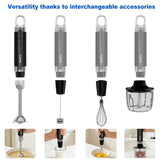 Cordless Immersion Hand Blender with Charging, 4 in 1 Hand Blenders Set,6-Speed Turbo, Wall-Mountable Design, Includes Chopper, Whisk & Frother for Soup, Baby Food & Smoothies (Black)