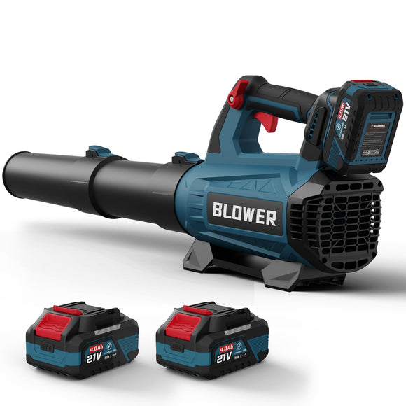 Leaf Blower Cordless - 630CFM/160MPH, 21V Powerful Electric Cordless Leaf Blower with 2 x 4.0Ah Batteries and Charger