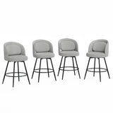 LUE BONA 26''H Swivel Bar Stools Set of 4, Counter Height Bar Stools with Backs, Lumbar Pillow and Black Metal Frames, Upholstered Modern Barstools for Kitchen Island, Linen Farbic, Gray