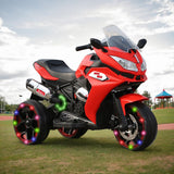 Boys Girls Electric Toy Motorcycle - Rechargeable Battery, Light-up Wheels, Great Gift for Kids (Red + Plastic + 50-99 lbs)
