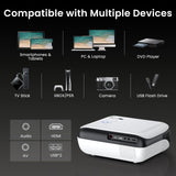 HAPPRUN Native 1080P Bluetooth Mini Projector, Full HD Portable Outdoor Movie Projector with Built-in Speaker, Compatible with Smartphone, HDMI, USB, AV, Fire Stick, PS5 for Home, Bedroom, Outdoor Use