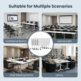 IEDZBEQ Office Conference Table on Wheels – Flip Top Modular Meeting Table for 2-30 Person,Mobile SeminarsTraining Tables for Office Conference Room,Seminar,Home (4, White, 47IN)