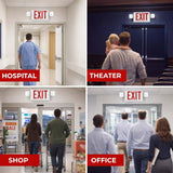 8 Pack Double Sided LED Emergency EXIT Sign Combo, Two LED Lights, Backup Battery, US Standard Red Letter Emergency Exit Lighting, Commercial Grade, 120-277V, Fire Resistant (UL 94V-0)
