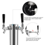 Dbgogo Kegerator Tower Double Tap Beer Tower Dual Faucet Beer Tower Stainless Steel 3'' Flange Beer Tower Dispenser Beer Tap Kegerator Parts with Pre-Assembled Tubing and Self-Closing Springs