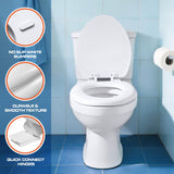 Plexon Soft Cushioned Toilet Seat, Round White, Slow-Close Lid and Seat, Quick-Release Hinges, Easy To Clean and Change, No Tools Required, Stain-Resistant, Durable Vinyl with Wood Core