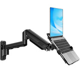 MOUNTUP Laptop Wall Mount, Adjustable Laptop Mount for Max 17" Notebook or Max 32" Monitor, Wall Mount Laptop Holder Holds 4.4-22lbs, 2-in-1 Laptop Arm with Ventilated Tray