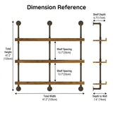 Woskar 3-Tier Wall Mounted Wine Rack, Industrial Pipe Bar Shelf for Wine Bottle Storage, Industrial Pipe Shelves Shelf Shelving (47.2" W x 47.2" H)