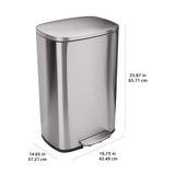 Basics Smudge Resistant Rectangular Trash Can with Soft-Close Lid, Foot Pedal