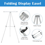 Aluminum Flip Chart Display Easel Stand with Adjustable Floor for Boardroom, Whiteboard, Paper Pads, Signage, 63 1/2'' High, Silver Falling in Art