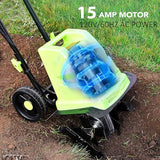 LOVTILLER 12 Inch Small Electric Corded Garden Tiller Cultivator 15 AMP Power Rototiller for Gardening with Adjustable Wheels