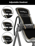 Innova Health and Fitness Inversion Table with Adjustable Headrest, Reversible Ankle Holders, and 300 lb Weight Capacity - Premium
