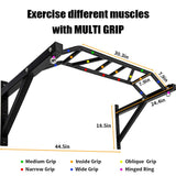 BESTHLS Wall Mounted Pull Up Bar Multi-Grip Chin Up Bar Strength Training Pull-up Bars with Hanger Rings for Punching Bags, Power Ropes for Home Gym