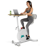 3-1 Exercise Bike with Desktop Stand for Home, Adjustable Stationary Bike with Laptop Backrest, Space Saving Heavy Duty Desk Bicycle for Indoor Office Workstation Cardio, Weight Loss & Pedaling
