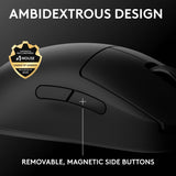 Right- or Left-Handed Mouse with up to 4 Customizable and Switchable Magnetic Side Buttons, 44K DPI Sensor