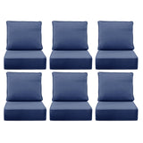 LOOFRA 6" Thick Outdoor Chair Cushions, 24 x24 Inch Patio Furniture Cushions Set of 6 with Water Resistant & Removable Cover, UV Resistant, 30D High Density Sponge Patio Cushion, Blue
