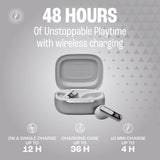 True wireless noise-cancelling closed-stick earbuds, 48Hrs total playback, Wireless Charging, 6 Mics (Silver) JBL