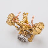 MechPuConToy Engine Model Kit That Works, RW-V2 Mini V-Shape Double Cylinder Reciprocating Steam Engine Model for 70-130cm Steamships (Boiler Not Included)