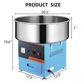 ZHAIUPON Commercial Cotton Candy Machine, 1000W Electric Candy Maker with Stainless Steel Bowl, Sugar Scoop, Ideal for Parties, Kids Birthdays, Blue