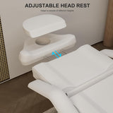 Icoget Electric Lift Facial Bed with Stool for Esthetician, 4-Section Tattoo Chair with Adjustable Backrest and Leg Rest, Spa Salon Massage Table for Beauty, Waxing, Lashing, White