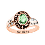 Oseew Custom High School 2027 College Birthstone Rings（Rose Gold）