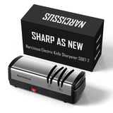 Narcissus Knife Sharpener, Diamond Abrasives Electric Knife Sharpener for Stainless Steel and Ceramic Knives, with Scissors Sharpener & Metal Dust Collection Box, Quick Sharpening & Polishing, Silver