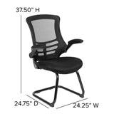 Flash Furniture Kelista Black Mesh Sled Base Side Reception Chair with Flip-Up Arms Flash Furniture