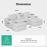 Novilla 104.3" Modular Cloud Couch, Modern Sectional Sofa with Smarts Coil® Support