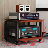 Heavy-Duty AV Stand with Movable Storage Cart, HiFi Rack for Adjustable Shelves, Media Cabinet for Living Room, Gaming Room & Music Studio (Teak, 2-Tier)