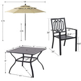 PHI VILLA 5 PCS Patio Dining Set w/ 10ft Umbrella