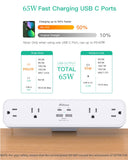 Mifaso PD65W Desk Clamp Power Strip, 1080J Surge Protector, 2 USB C