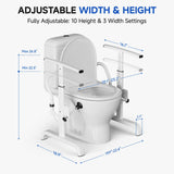 Onpickly Toilet Safety Rails for Seniors, 350lbs Heavy Duty Toilet Safety Frame & Grab Bars, Triple Stability with 2 Suction Cups & Rear Bar, Adjustable Height & Width Toilet Rail