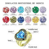 Oseew 2027 Class Graduation Ring Women High School College (Yellow Gold)