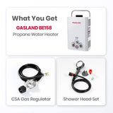 GASLAND BE158 Tankless Water Heater Propane | CSA Certified | 1.58 GPM, 41,000 BTU | Instant Hot Water Heater Outdoor Use Propane Shower for Camping, Off-Grid Living