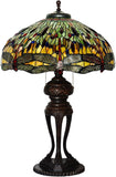 Tiffany-Style Lamp Table Peach Kapok Peony Glass Lampshade Desk(
