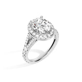 MSBLUE® Size 6.5 2ct Oval Cut Moissanite Engagement Ring, Rhodium Plated