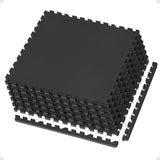 AIRHOP 0.56in Thick 24 Sq Ft Exercise Equipment Mats, 6 Tiles Upgraded Rubber Top with High Density EVA Foam, Large Interlocking Puzzle Gym Flooring for Home Gym, Heavy Weight Workout,Black
