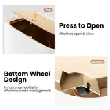 TODAYGO Bathroom Trash Can 2.6 Gal, Wheels, Air Vent, Faux Wood Top