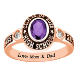 Oseew 2027 Birthstone Custom Class Ring for Women College Gift (Rose Gold)
