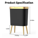 Procade 2Pack Black and Gold Bathroom Trash Can with Lid,4 Gallon Trash Bin