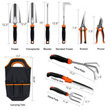 Garden Tool Set,10 PCS Stainless Steel Heavy Duty Gardening Tool Set with Soft Rubberized Non-Slip Ergonomic Handle Storage